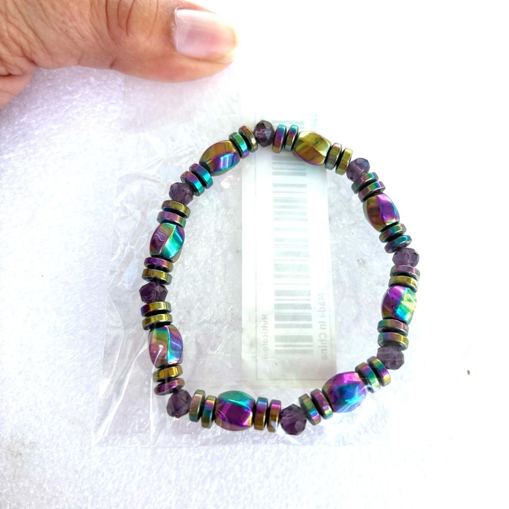 Multicolor iridescent Stone Beaded Bracelet NWT - Picture 5 of 6
